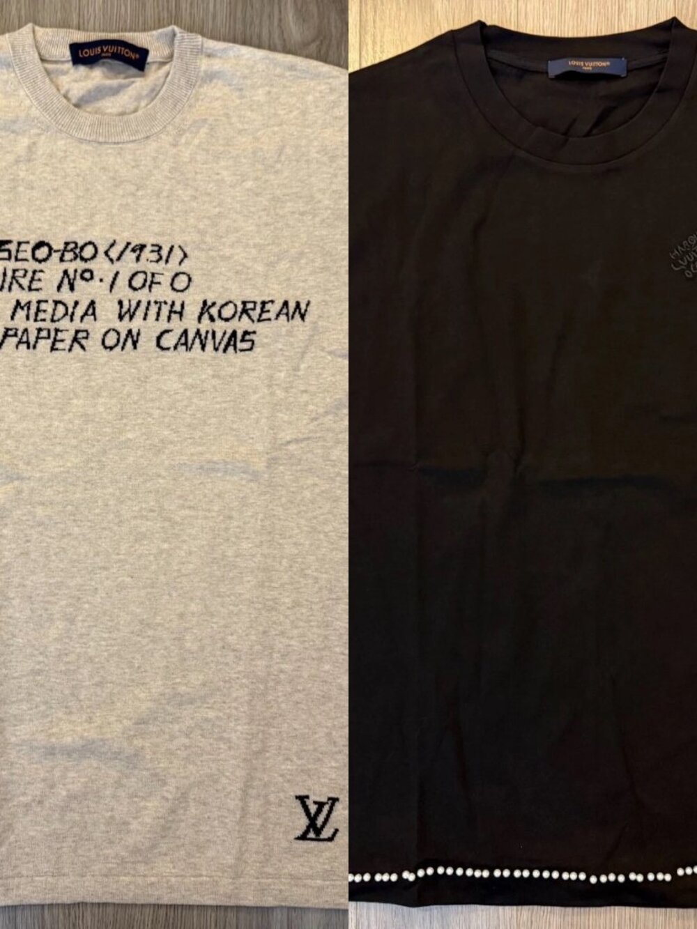 Celine Prada Dior or Other Lot of 2 Luxury Tee Shirts beige black sz L - Picture 1 of 6